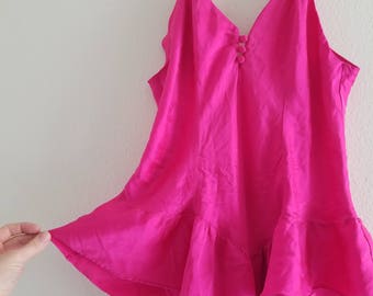 Vintage 1980's Hot Pink Teddy Size L