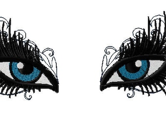 Glamorous Make Up Eyes Machine Embroidery Design with Optional Eyebrows