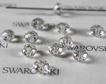6 pieces Swarovski Elements 5040 6mm RONDELLE Spacer Beads - Crystal Silver Shade