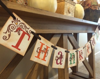 Thanksgiving Decoration Thankful Banner / Thanksgiving Banner - For Thanksgiving or Fall Decoration