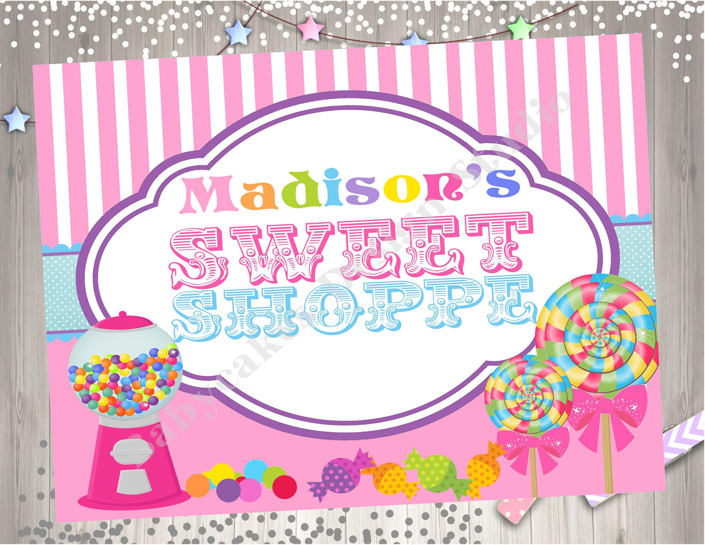 Sweet Shoppe Party Sign Printable Party Sign Sweet Shoppe
