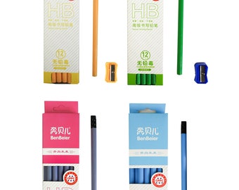 Writing Pencils HB With Rubber and Sharpener Set of 12