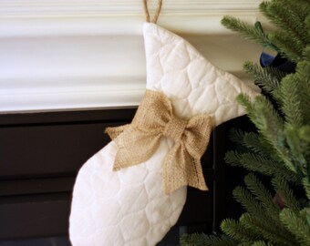 Quilted Cat Christmas Stocking with Optional Bow - Pet Stocking