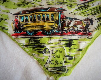 Vintage New York City Silk Scarf "Little Old New York" 34" x 34"