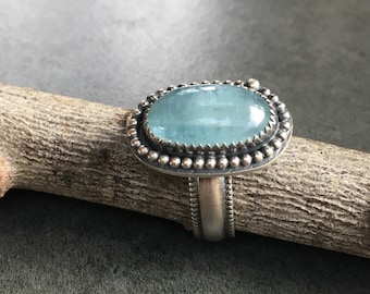 Aquamarine Sterling Silver Ring size 8.25