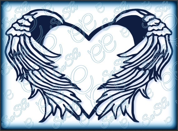 Download Wings SVG Angel Heart RIP Heaven Love Cricut Vinyl Shirt Art