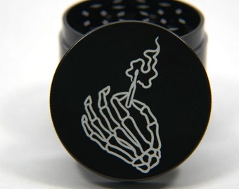 Laser Engraved Herb Grinder - Skeleton Hand Smokem' If You Got It Design 4 Piece Grinder #148