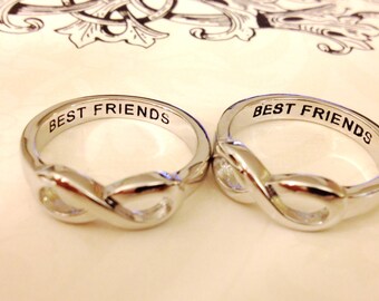 SET OF 2 Same Day Shipping Infinity Ring, best friends ring Infinity Sister, Best Friends, Sisters Infinity ring, Forever Friends Ring