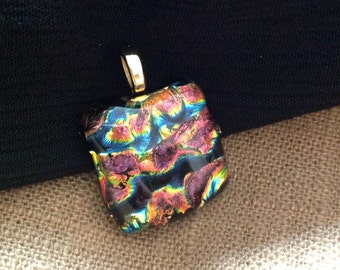 Fused dichroic glass pendant