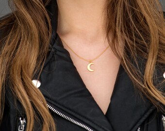 Crescent Moon Necklace, Moon Necklace, Gold Moon Necklace, Sterling Silver Moon Necklace, Gold Crescent Necklace, Tiny Half Moon Necklace