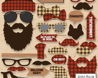 Printable Lumberjack Photo Booth Props Baby Shower Red Brown DIY INSTANT DOWNLOAD Pdf LJ01