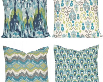 Turquoise Pillows Covers - Teal Pillow Covers - Sofa Pillows - Burlap Pillow Shams - Throw Pillow Cover, Aqua Green Pillow Cover 22 x 22