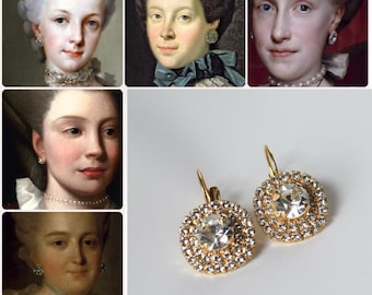 18th Century Earrings, Georgian Paste Earrings, Historical Jewelry, Marie Antoinette Earrings, Rococo Jewelry, Reproduction Earrings, Paste