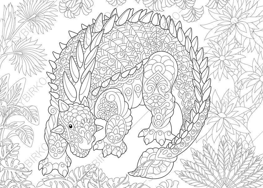 Ankylosaurus Dinosaur. Dino Coloring Pages. Animal coloring