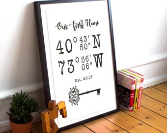 Our First Home, Housewarming Gift, First Home Gift, Personalized Coordinate, Personalized House Warming Gifts, Latitude Longitude Print.