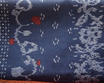Indigo blue printed cotton kimono fabric Japanese fabric