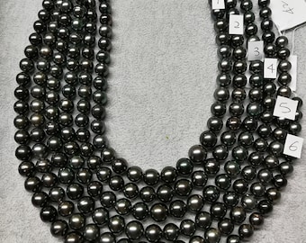 Ultra-Luster Round/Near Round High Luster Tahitian Pearl Necklace Strands Most beautiful Dark Color - LOT41
