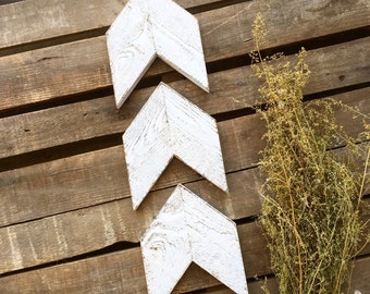 Chevron Arrow Set of 3 - Chevron Wall Art - Wooden Chevron Arrows - Arrow - Wooden Arrow-Nursery Decor-Kitchen Decor-Rustic Home Decor-White