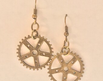 Bronze Steampunk Gear Earrings