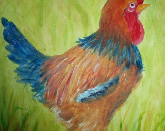 Rowdy Rooster. Original acrylic painting