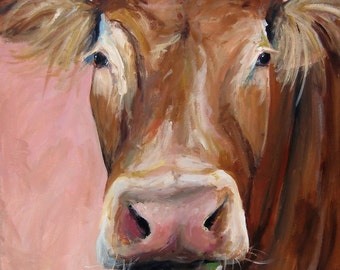 Cow Painting - Cecilia - Paper Print of an original painting by Cari Humphry