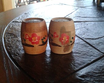 Vintage wooden salt and pepper shakers