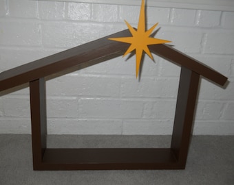 Wooden Christmas Stable/Nativity Stable with Star