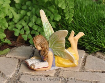 Reading Garden Fairy for Miniature Garden, Fairy Garden