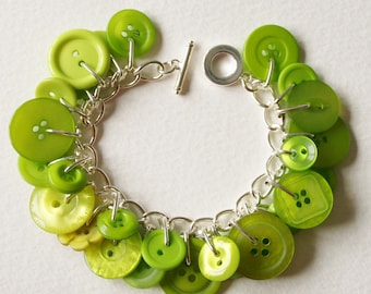 Button Charm Bracelet Bright Tropical Lime Green