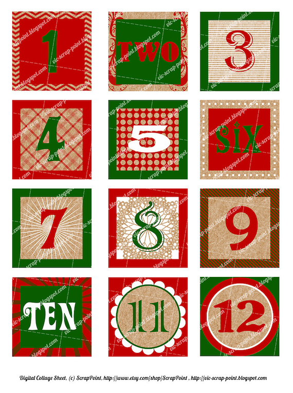 Items Similar To Printable December Daily Numbers 1 15 And 2 Inch