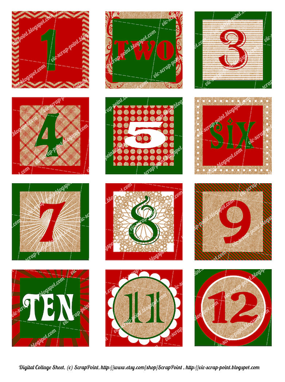 items similar to printable december daily numbers 1 15 and 2 inch