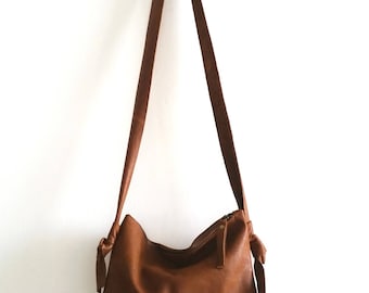 Brown leather bag, cross bady bag,