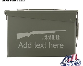 22LR Hunting Rifle Custom Engraved 30 / 50 Cal Ammo Can Personalized Dad Gift, Cool Guy Gifts Father's Day Gift, Grandpa Gift,Groomsmen