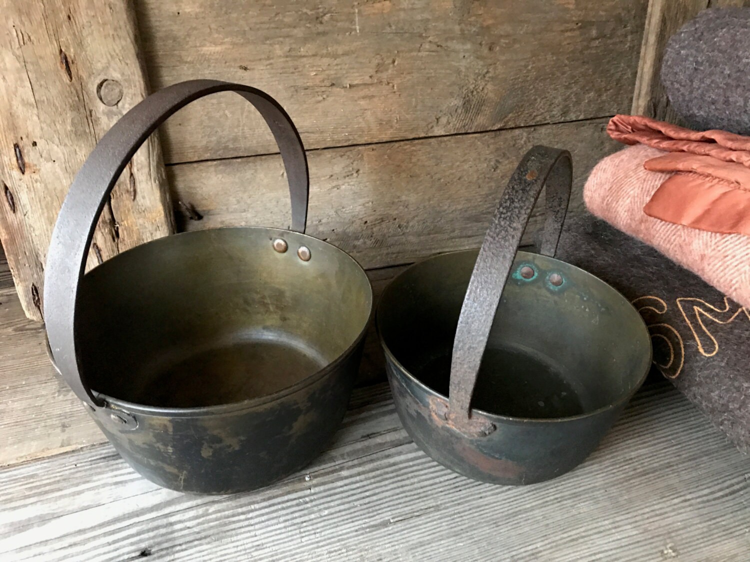 Antique English Brass Pot Jam Pan Cauldron Cooking Pot