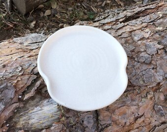 Pottery Spoon Rest in Creamy White Handmade Pottery By Daisy M. Friesen
