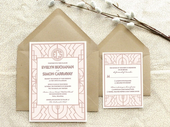 The Buchanan Ornate Art Deco Printable Wedding Invitation
