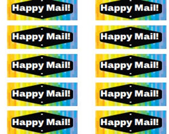 happy mail stickers, rainbow mail stickers, envelope decorations