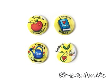 Green gratitude Magnet, Il faut un grand coeur, Teacher Gift, School, Les Bonheurs d'Amélie