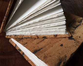 Hand Bound Mini Sketchbook - Mini Journal - Natural Cork Cover