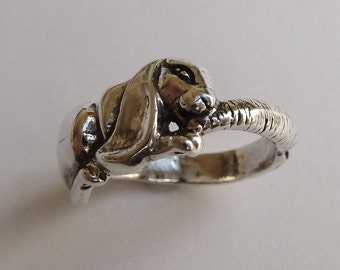 Sterling Silver Bunny Rabbit with Carrot Ring
