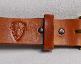 Leather Belt Buffalo Embossed 1 1/2 inch