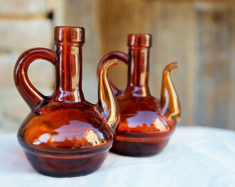 Two smoked glass - Vintage jars.