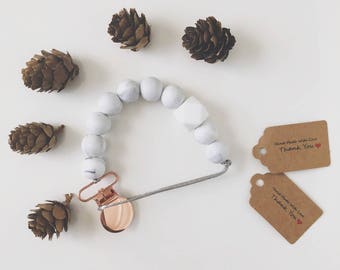 Marble silicone, teething pacifier clip