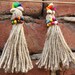 Jute & Cowrie Shell Tassels, 2pc set, Colorful Beads, Pompom Tassel, 6 inch ,Rustic, DIY Keychain, Bag Bling, Home Decor, Curtain Tie Back