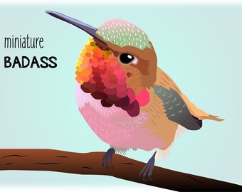 Rufous Hummingbird "Miniature Badass" Mug, Water Bottle