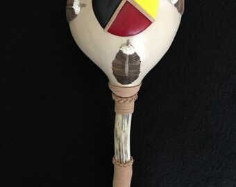 Traditional Medicine Wheel Rattle - Native American inspired - OOAK