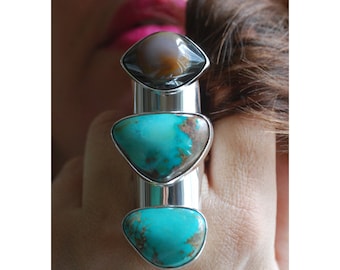Dollybird Third Eye Ring Turquoise and Agate
