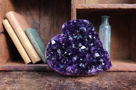 Black Amethyst Heart Shaped Cluster, Raw Amethyst Geode, Black Amethyst Heart, Amethyst Heart, Purple Crystal Heart, Bohemian, Gifts for Her