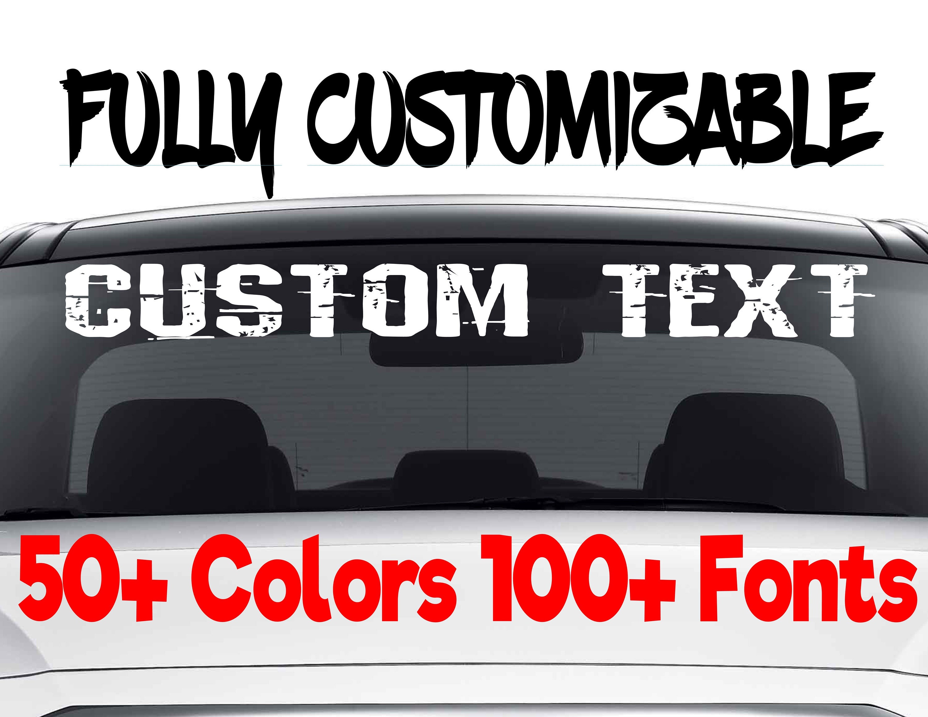 Custom Windshield Decals  Word and Number Car  Truck  Window