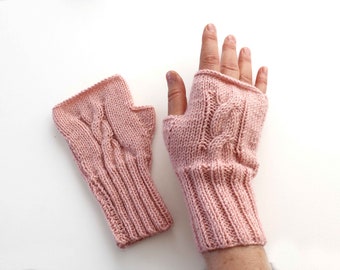 Autumn Trend, Hand Knit Fingerless Gloves. Medium size fits most. Winter Fashion. Arm Warmers, Cable Knit Fingerless Gloves